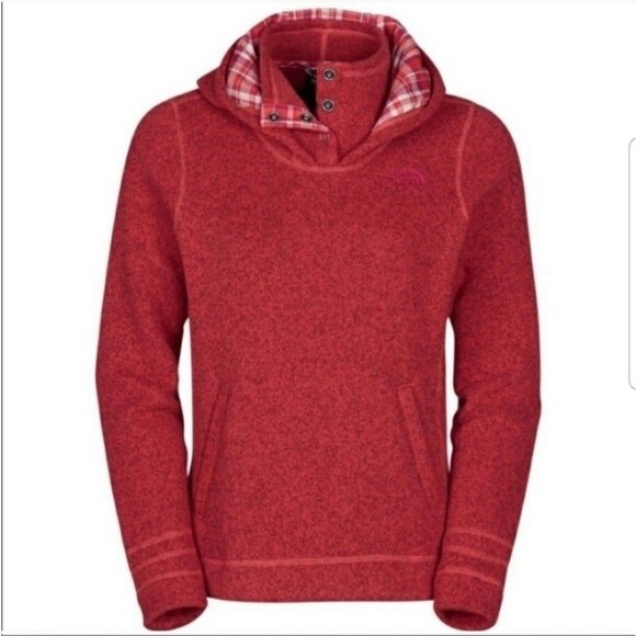 The North Face Women's Medium Crescent Sunset Fleece Hoodie Sweater Orange Red - Picture 1 of 13